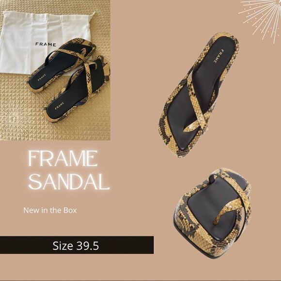 NWT FRAME Le Montauk Criss Cross Sandals, Size 39.5 Euro/9 US, Python Multi - Picture 1 of 14